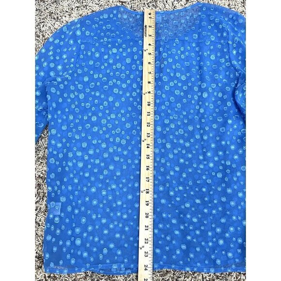 J. CREW Womens SMALL Blue Clip Dot Tie-Neck Sheer Long Sleeve BLOUSE E4291 EUC - Picture 7 of 10